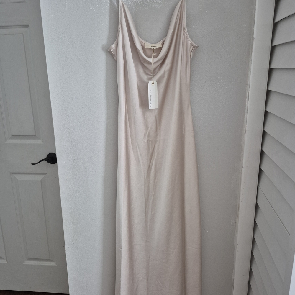 By Together Cream Slip Maxi Dress with Cowl Neck